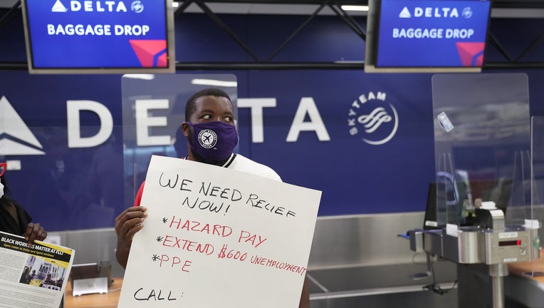 d3a0b365-Unemployed Airport Workers Call On Delta To Rehire After Airline Received Bailout