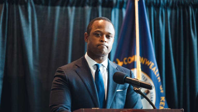 Kentucky Attorney General Daniel Cameron speaks after a grand jury decision in the Breonna Taylor case.