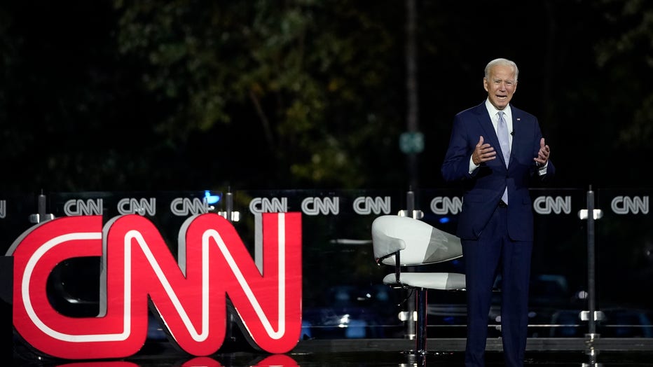 Joe Biden speaks at a town hall near Scranton