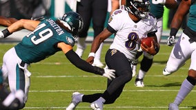 Baltimore Ravens hold on for 30-28 win over depleted Eagles