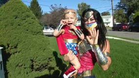 Aston girl battling neuroblastoma surprised by Wonder Woman ahead of 4th birthday