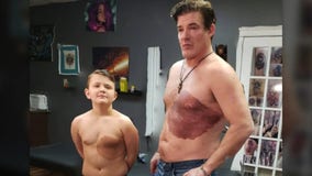 Dad gets huge tattoo identical to son’s birthmark on his chest