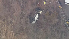 Van drives off highway and overturns in NJ