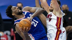 Embiid scores 45, Mathias wins it for 76ers in OT on 3