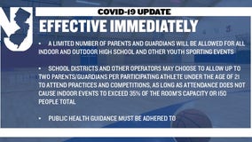 NJ allows parents and guardians to attend high school, youth sporting events