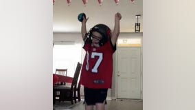 Young Bucs fan gets his first team jersey on Super Bowl Sunday