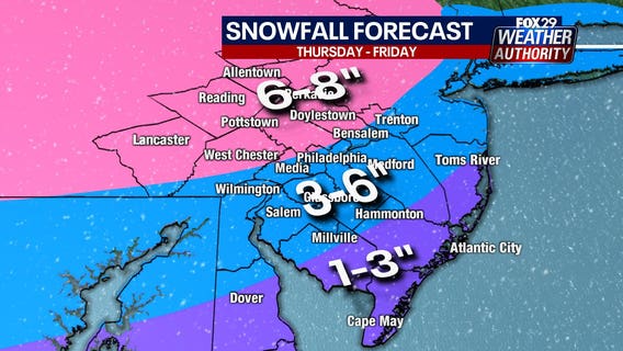 Winter storm warnings issued with several inches of snow expected Thursday