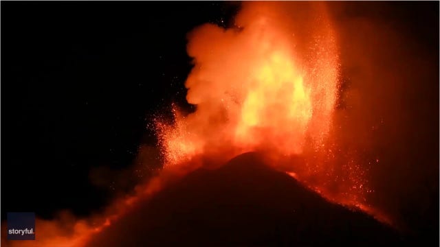 Mount Etna lights up Sicily's night sky with 6th eruption in 8 days