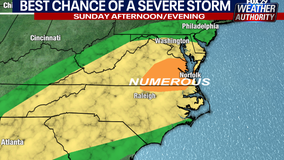 Weather Authority: Rainy Sunday with thunderstorms possible