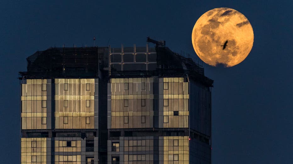 Super Worm Moon Rises In The Sky