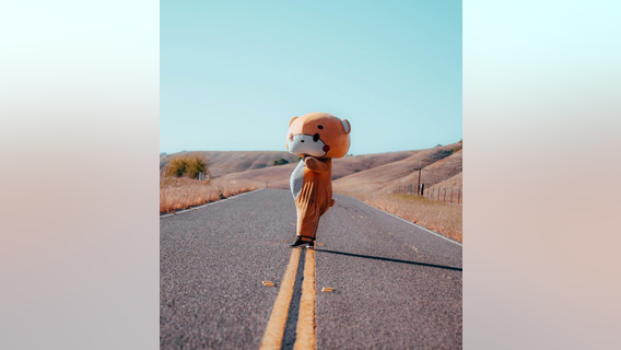 Guy in a bear suit finally reaches his destination after 400-mile trek: San Francisco