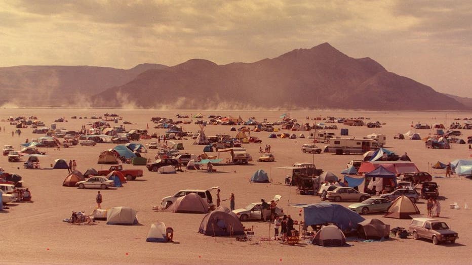 Black Rock Desert,Nevada,USA.September 2,3,4--BURNING MAN-- Some 4500 people gathered in the Black Rock Desert of Northern Nevada for the burning man celebration. People camped right out o the desert playa.  (Tomas Ovalle/Valley Times/Bay Area News Group)