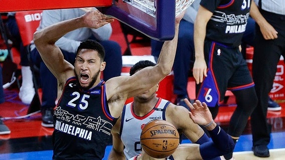 Simmons leads 76ers past Wizards; Westbrook injured
