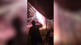 Video: Rental truck catches fire, causing fireworks explosion