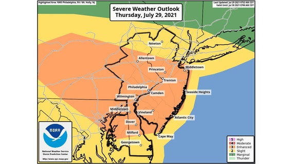 Tornado watch issued as Delaware Valley has 'enhanced risk' of severe thunderstorms Thursday