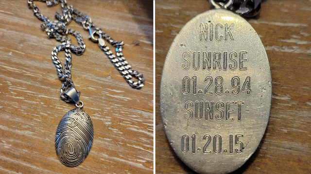 Local woman reunited with meaningful pendant necklace found on sidewalk in Marlton