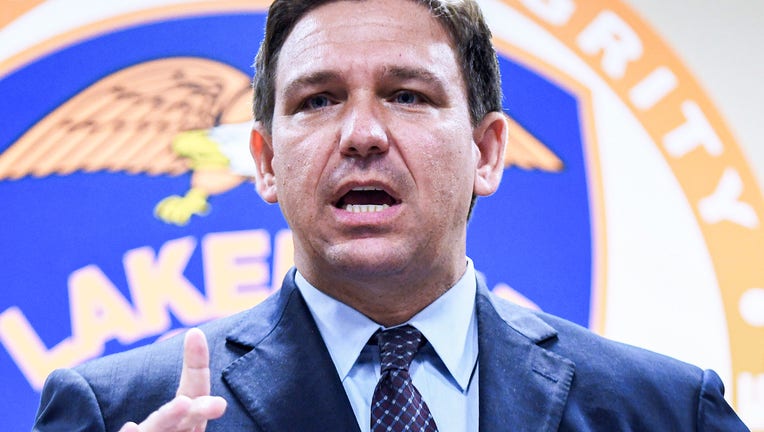 Florida Governor Ron DeSantis speaks at a press conference