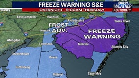 Weather Authority: Cold night with NJ freeze warning gives way to cool, brisk Thursday