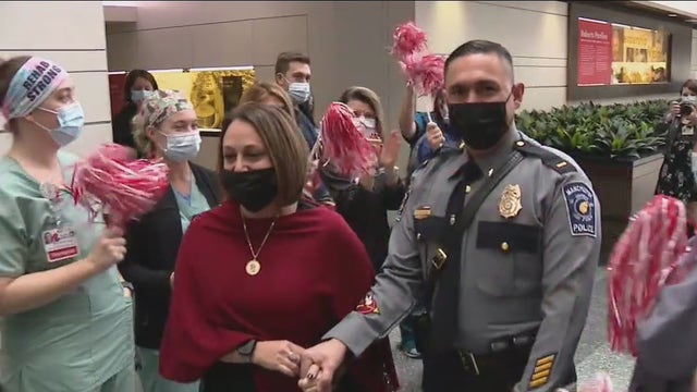 Officer returns to Cooper University Hospital to give thanks to staff that helped him during COVID battle