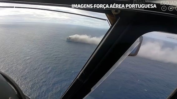 Burning cargo ship full of Porsches adrift in Atlantic Ocean