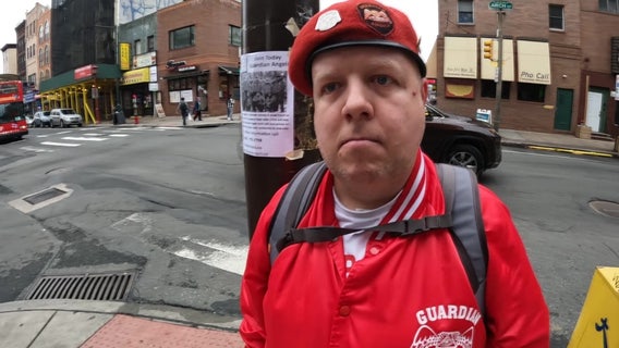 Guardian Angels member recruiting for Philadelphia chapter