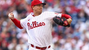 Gibson strikes out 10, Castellanos homers, Phillies beat A's