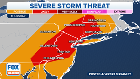 Summerlike morning low of 68 degrees gives way to severe weather threat across Delaware Valley