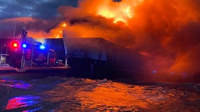 Fire erupts on Delaware Bay barge, Coast Guard and local crews fight blaze