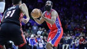 Harden, Embiid power 76ers past Heat, even series 2-2