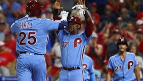 Schwarber, Hall help Phillies rout Braves 14-4