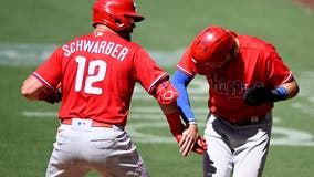 Schwarber hits 3-run HR, Harper-less Phils beat Padres 8-5