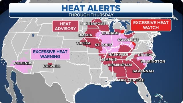 Dangerous, record-setting heat to continue from the Midwest to Southeast