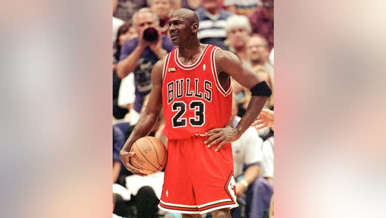 Jersey worn by basketball legend Michael Jordan during 1998 NBA