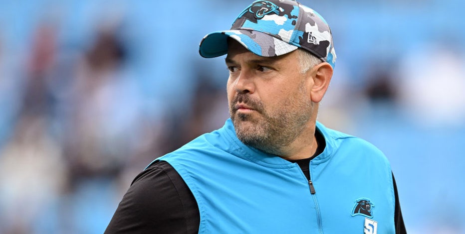 Carolina Panthers head coach Matt Rhule wears a FDNY hat in honor of the  20th anniversary of 9/11 during an NFL football game against the New York  Jets, Sunday, Sep. 12, 2021