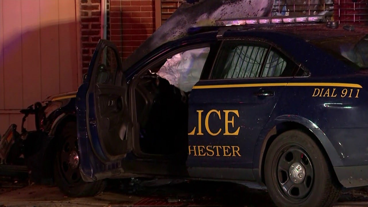 Officials: 1 injured after 2 Delaware County police cruisers crash in Chester