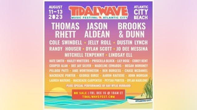 TidalWave Fest returning to Atlantic City next year with Jason Aldean, Brooks & Dunn, Thomas Rhett