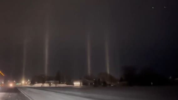 Mesmerizing 'light pillars' illuminate the night sky in Minnesota
