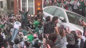 Crowd flips car near Temple University's campus ahead of Super Bowl LVII