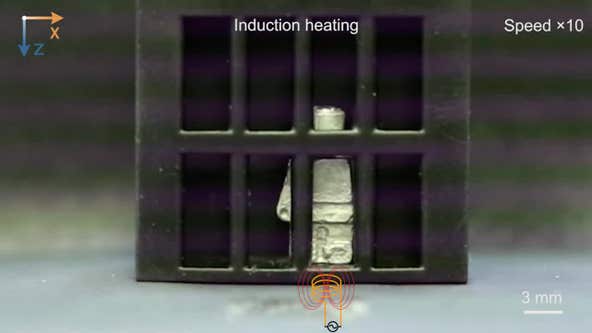 Watch: Magnetic, ‘soft’ robot can go from solid to liquid, escape cage