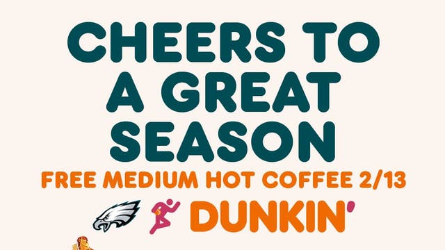 Dunkin' offering free coffee Monday to celebrate Eagles season