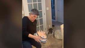 Whoops! Birthday cake celebration goes awry