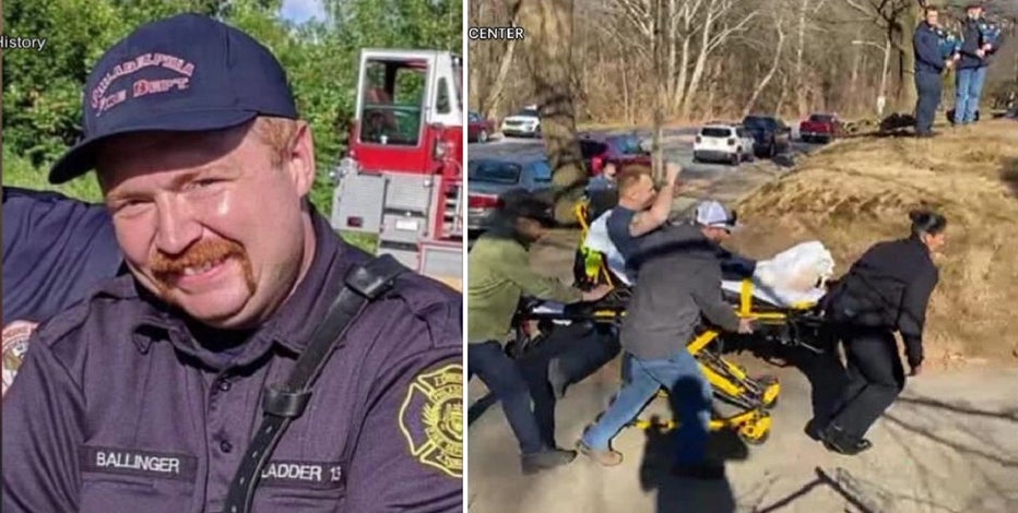 Philadelphia firefighter who fell from roof while battling fire returns home
