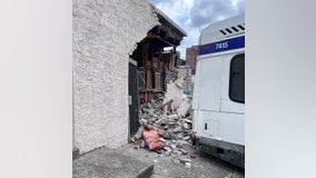 Video: No injuries after SEPTA bus rolls into a Logan building, scattering debris