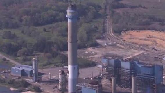 Controlled implosion conducted on boilers at Upper Township generating station