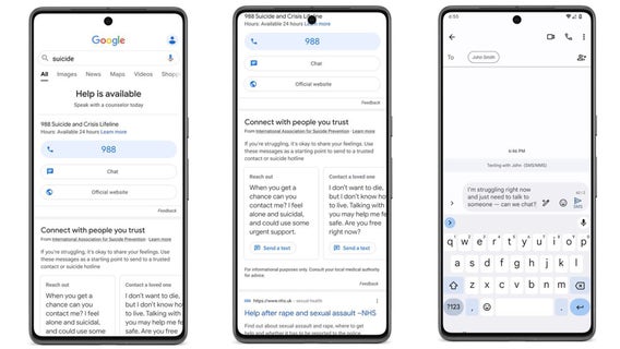 Google to add pre-written text prompts to suicide-related search results