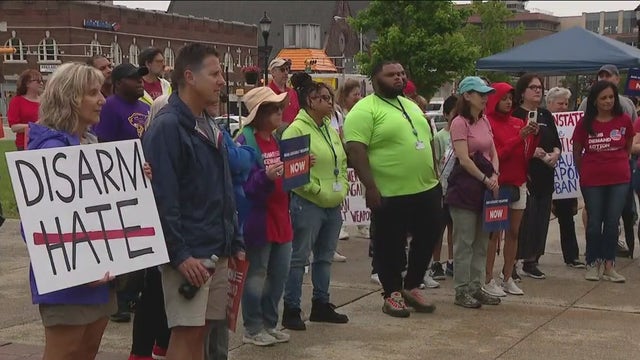Local moms call for gun law changes, as larger demonstrations take place nationwide