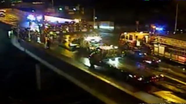 Vehicle pulled from overpass after bursting into flames on Schuylkill Expressway