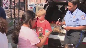 Philadelphia 3rd District Police bond with neighborhood kids and help them cool off on hot day