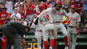 Schwarber hits HR, Wheeler has 11 Ks as Phillies beat Pirates 2-1 for fourth win in five games