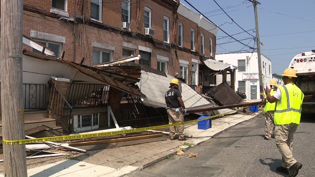 Row of porch roofs collapse outside homes in Philadelphia neighborhood